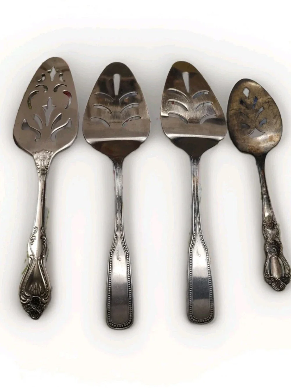 Stainless Steel 4 Pc.Serveware Cake Pie Vtg & New IS Rogers Bros. Made In Japan